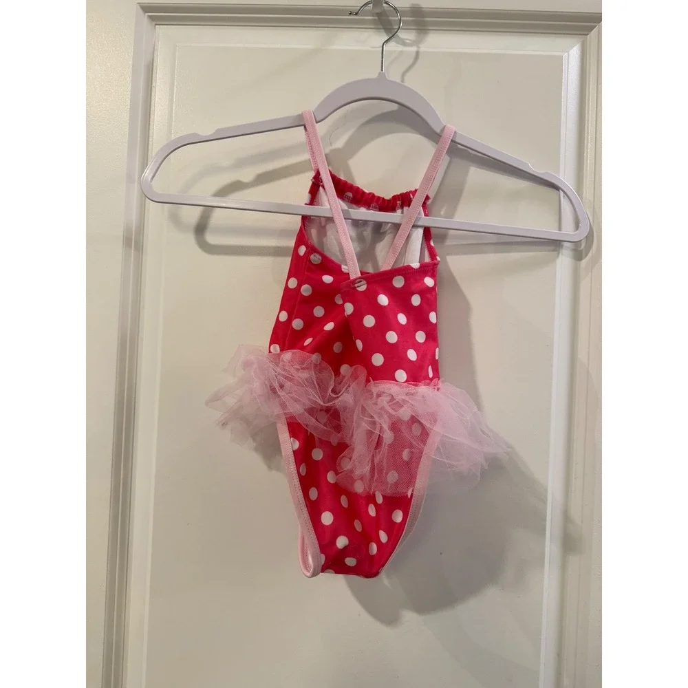 Disney Minnie Mouse Toddler Girls Pink Polka Dot Tutu Swimsuit 2T 7752824MI‎